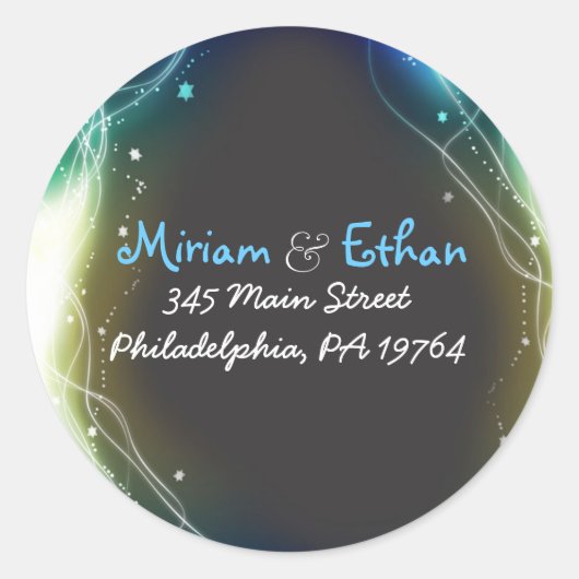 Ggloed Neon Stars Jewish Wedding Round Sticker (Voorkant)