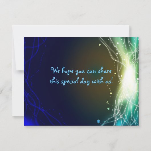 Ggloed Neon Stars Joods-bruiloft Reply Card RSVP Kaartje (Voorkant)