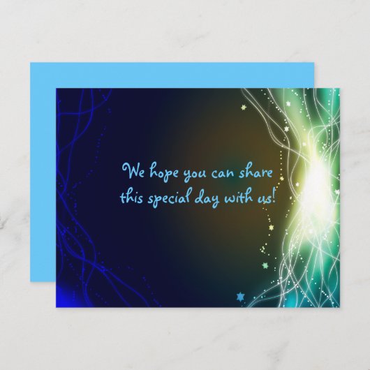 Ggloed Neon Stars Joods-bruiloft Reply Card RSVP Kaartje (Voorkant / Achterkant)