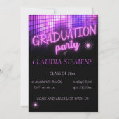 Ggloed PINK NEON modern Graduation Invitation Feestdagenkaart (Voorkant)