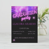 Ggloed PINK NEON modern Graduation Invitation Feestdagenkaart (Staand voorkant)