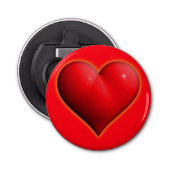 Ggloed Red 3-D Heart Button Flesopener (Voorkant)