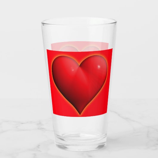 Ggloed Red 3-D Heart Glas (Achterkant)