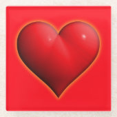 Ggloed Red 3-D Heart Glazen Onderzetter (Voorkant)