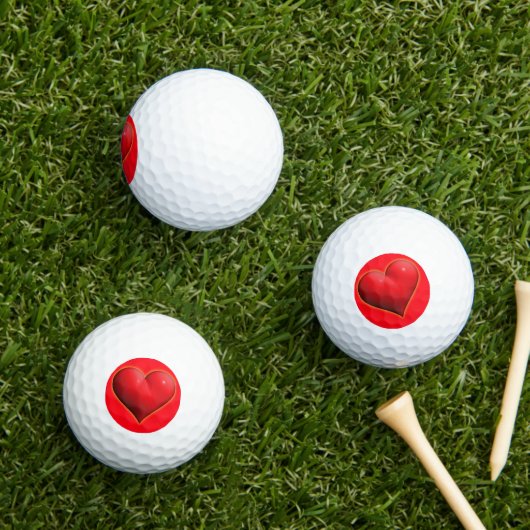 Ggloed Red 3-D Heart Golfballen (Insitu Gras)