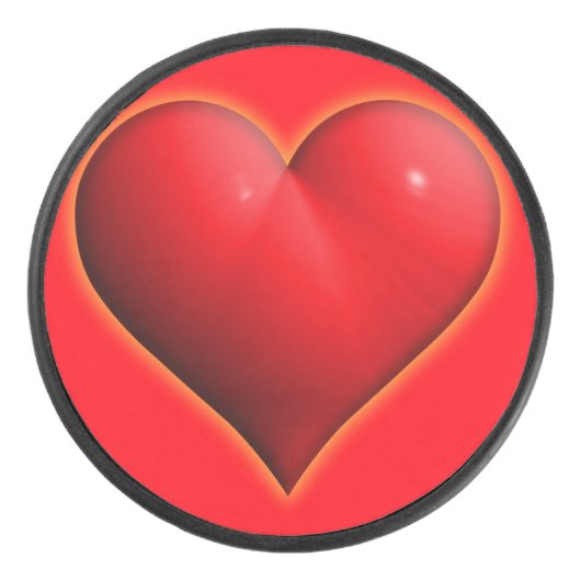 Ggloed Red 3-D Heart Hockey Puck (Voorkant)