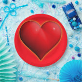 Ggloed Red 3-D Heart Papieren Bordje (Feest)