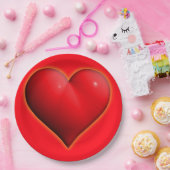 Ggloed Red 3-D Heart Papieren Bordje (Feest)