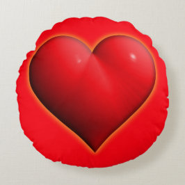 Ggloed Red 3-D Heart Rond Kussen