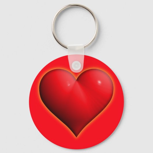 Ggloed Red 3-D Heart Sleutelhanger (Voorkant)