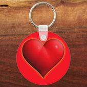Ggloed Red 3-D Heart Sleutelhanger (Voorkant)