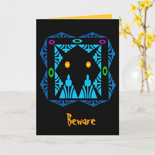 Ggloeiend Eyes Halloween Kaart (Gele Bloem)