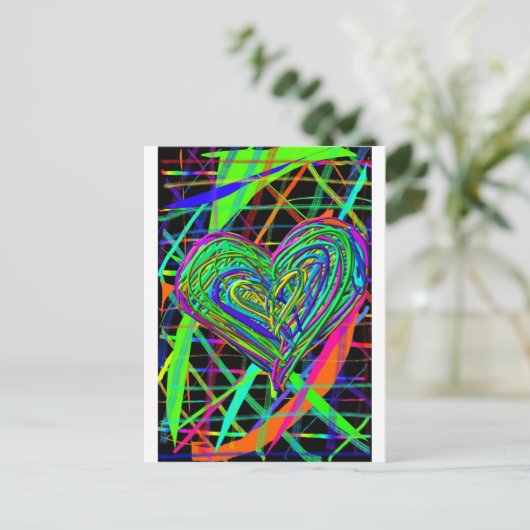 Ggloeiend hart briefkaart (Staand voorkant)