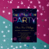 Ggloeiend Neon Sweet Sixteen Gold Folie Uitnodiging