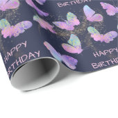 Ggloeiende Butterflies Birthday Cadeaupapier (Rol Hoek)