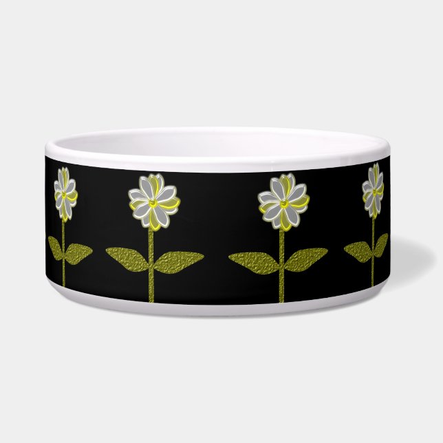 Ggloeiende Daisy Flower Dog Bowl Voerbakje (Voorkant)