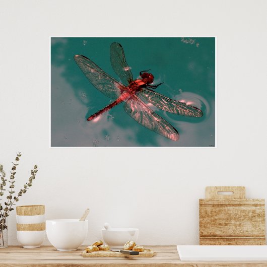 Ggloeiende Dragonfly Poster (Keuken)