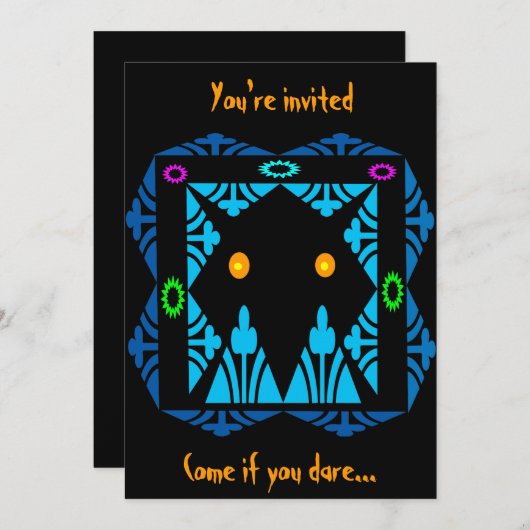 Ggloeiende Eyes Halloween Uitnodiging (Voorkant / Achterkant)
