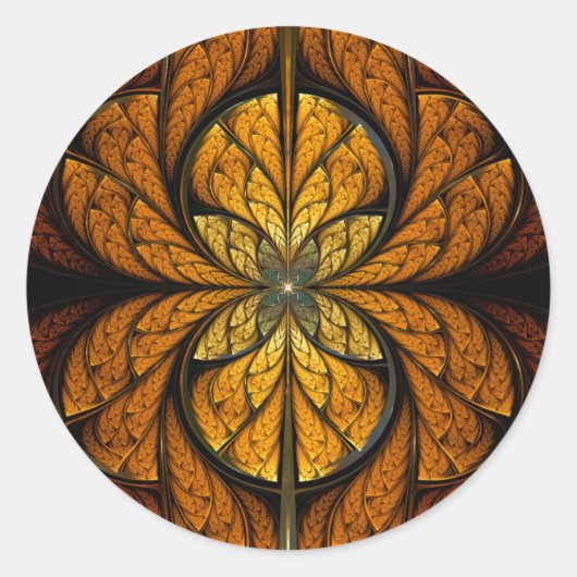Ggloeiende fractale kunst ronde sticker (Voorkant)
