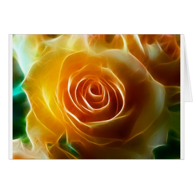 Ggloeiende gele rozenbloem Fractal Flower Art (Voorkant Horizontaal)