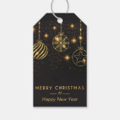 Ggloeiende gouden versieringen Starshine op zwart Cadeaulabel (Voorkant)