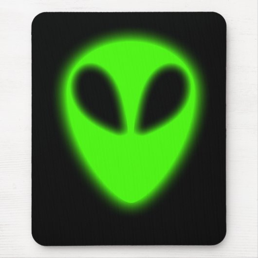 Ggloeiende groene Alien Mousepad Muismat (Voorkant)