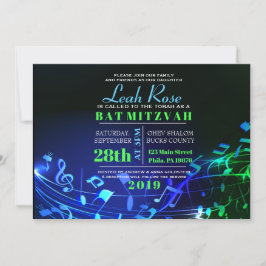 Ggloeiende Hebreeuwse letters & Notes Bat Mitzvah Kaart