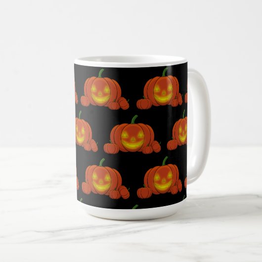 Ggloeiende Jack-o'-Lantern Pumpkin Koffiemok (Voorkant rechts)