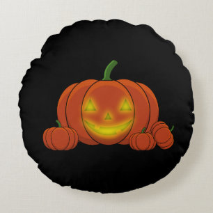 Ggloeiende Jack-o'-Lantern Pumpkin Rond Kussen