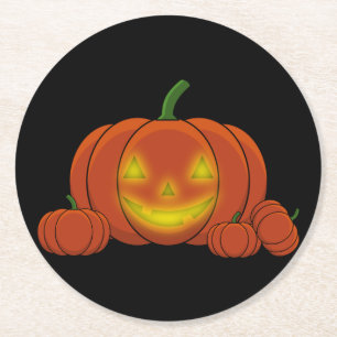 Ggloeiende Jack-o'-Lantern Pumpkin Ronde Kartonnen Onderzetter