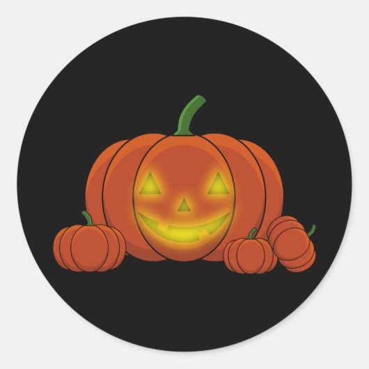 Ggloeiende Jack-o'-Lantern Pumpkin Ronde Sticker (Voorkant)