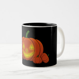 Ggloeiende Jack-o'-Lantern Pumpkin Tweekleurige Koffiemok