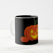 Ggloeiende Jack-o'-Lantern Pumpkin Tweekleurige Koffiemok (Voorkant links)