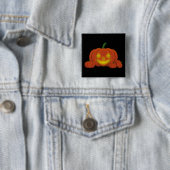 Ggloeiende Jack-o'-Lantern Pumpkin Vierkante Button 5,1 Cm (In situ)