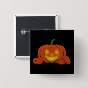 Ggloeiende Jack-o'-Lantern Pumpkin Vierkante Button 5,1 Cm