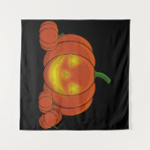 Ggloeiende Jack-o'-Lantern Pumpkin Wandkleed (Voorkant (horizontaal))