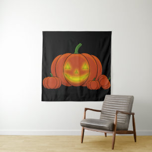 Ggloeiende Jack-o'-Lantern Pumpkin Wandkleed
