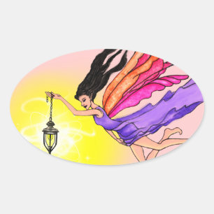 Ggloeiende lantaarns ovale sticker