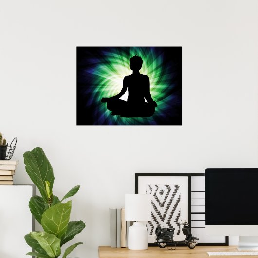 Ggloeiende Meditation Ardha Poster (Thuiskantoor)