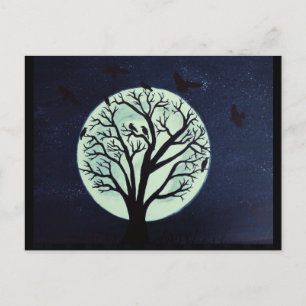Ggloeiende Moonlit Boom met Krogen Briefkaart