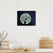 Ggloeiende Moonlit Boom met Krogen Poster (Keuken)