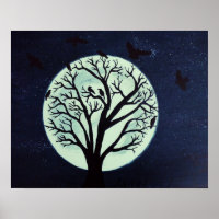 Ggloeiende Moonlit Boom met Krogen