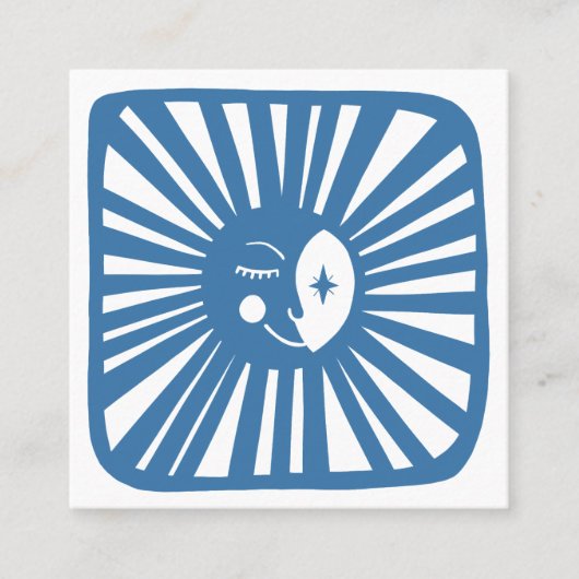 Ggloeiende motorkoker en charmerende blauwe maan vierkante visitekaartje (Voorkant)