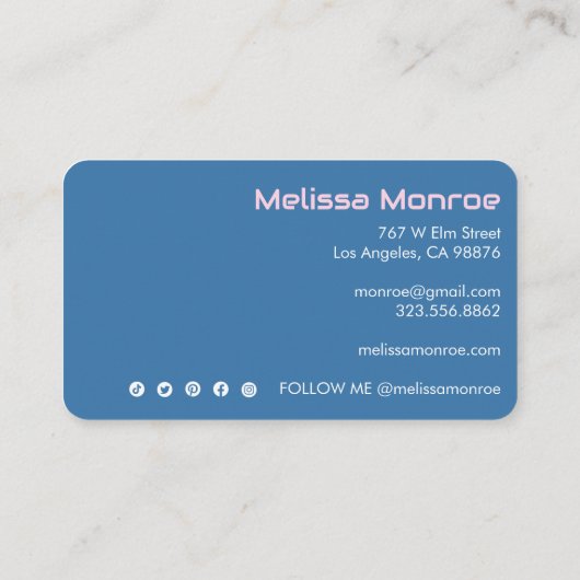 Ggloeiende motorkute en charmante blauwe roze visitekaartje (Achterkant)