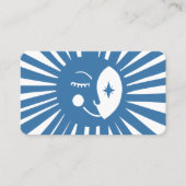 Ggloeiende motorkute en charmerend kleurig blauw visitekaartje (Voorkant)