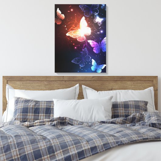 Ggloeiende nachtvlinders canvas afdruk (Insitu (Slaapkamer))