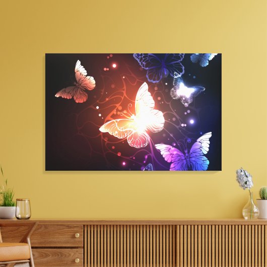 Ggloeiende nachtvlinders canvas afdruk (Insitu (Woonkamer))