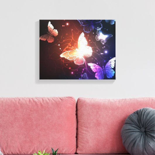 Ggloeiende nachtvlinders canvas afdruk (Insitu (Woonkamer))