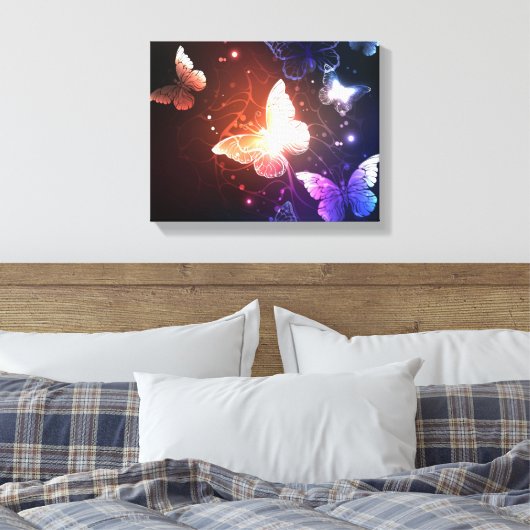 Ggloeiende nachtvlinders canvas afdruk (Insitu (Slaapkamer))