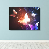 Ggloeiende nachtvlinders canvas afdruk (Insitu (Houten vloer))
